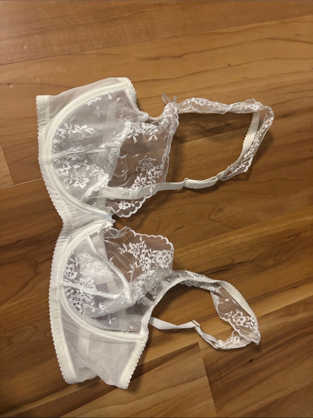 Adore Me White Sheer Lace Underwire Bra